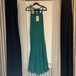 Garnet Hill Elegant Teal Lined Maxi Dress
